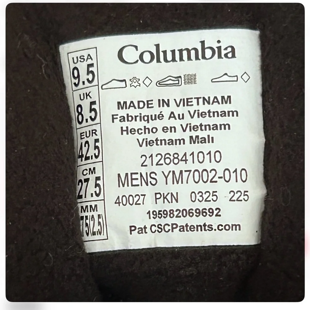 COLUMBIA Men's Black Waterproof Insulated Boots 9.5, 200 grams. NWOT in Box